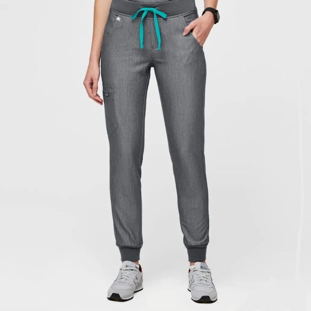 FIGS Zamora High Waisted Jogger Scrub Pants LG Graphite PO 2728 EUC Medical